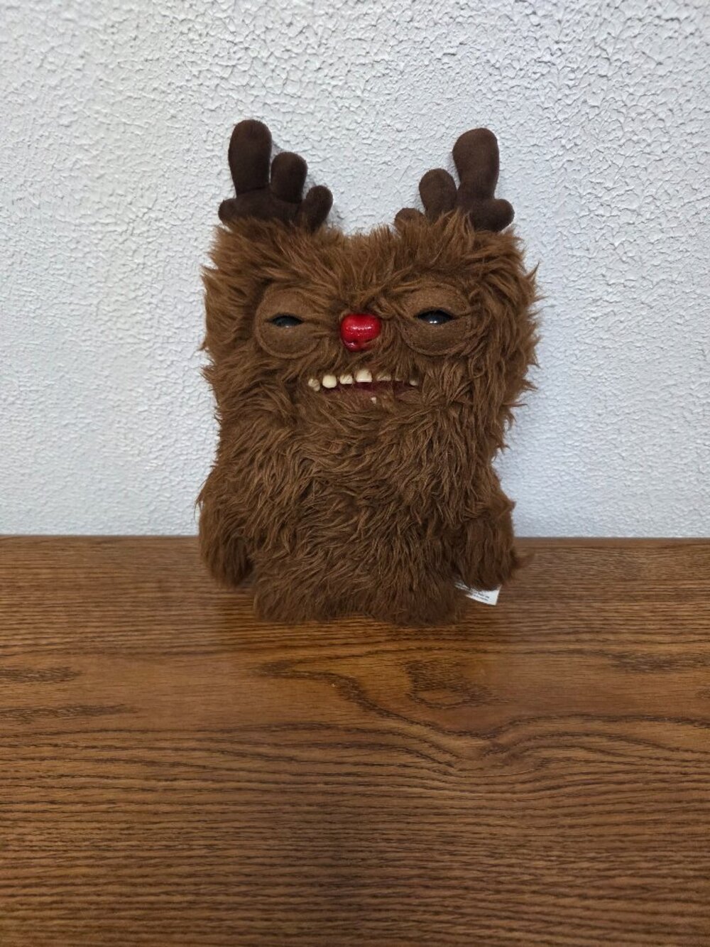 Rare and Collectible Plush Fuggler Festive Fuggs Brown Reindeer w/Monster Teeth